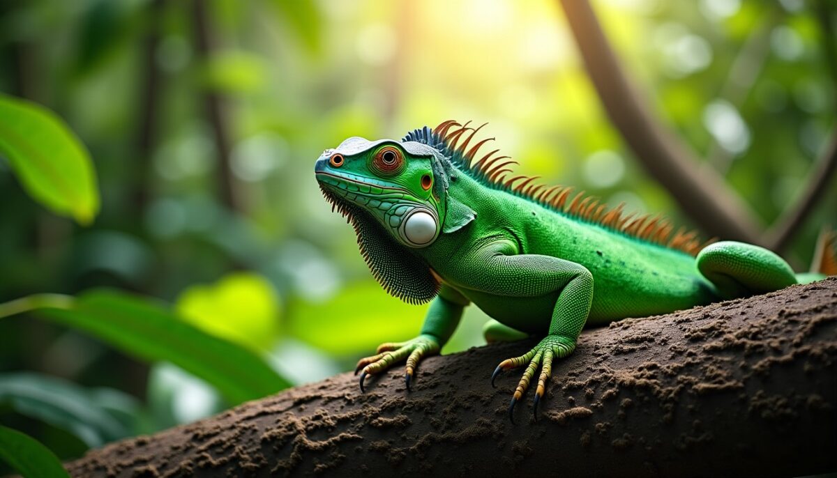 Iguana iguana : Découvrez tout sur ce lézard tropical à la peau verte éclatante