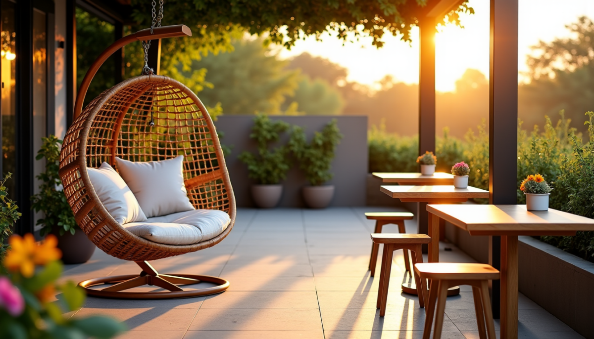 Balancelle et bain de soleil : profils adaptés et espaces où privilégier une table haute